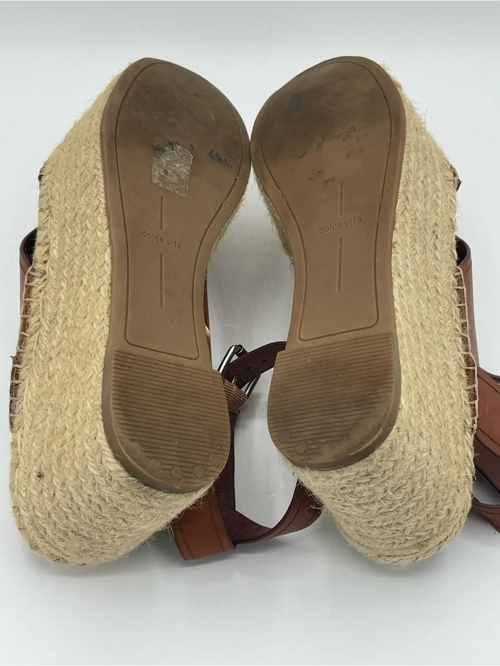 Dolce Vita Carsie Leather Espadrille Wedge Sandals in Brown.